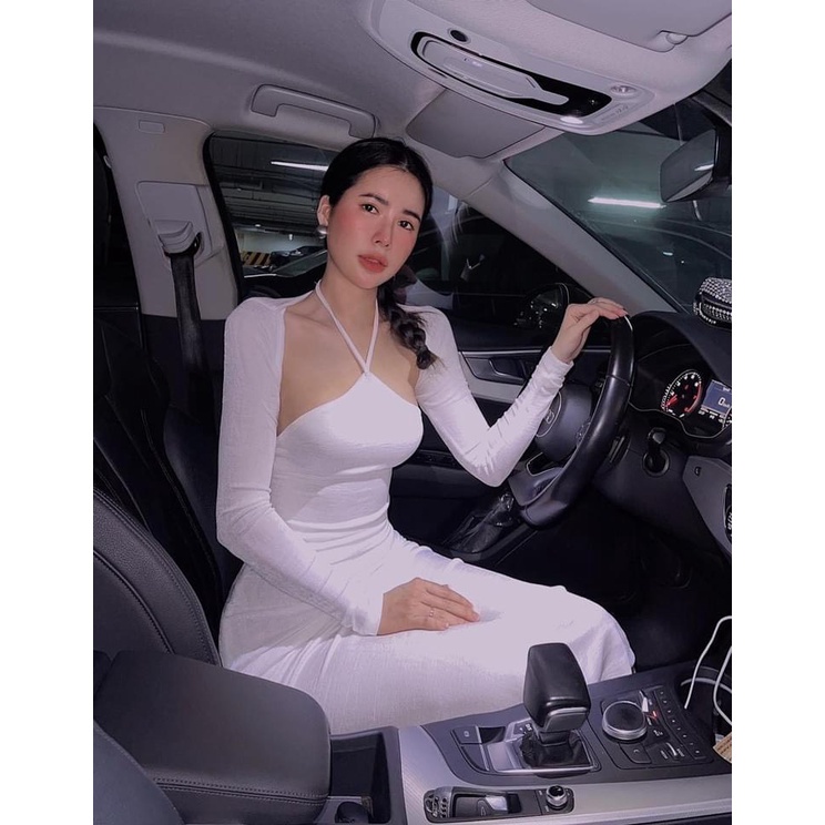 [hot] Set Đầm 2 Dây Phom Dài Kèm Áo Khoác Chất Thun Thích Hợp Mặc Đi Tiệc Đi Làm Đi Chơi SE28