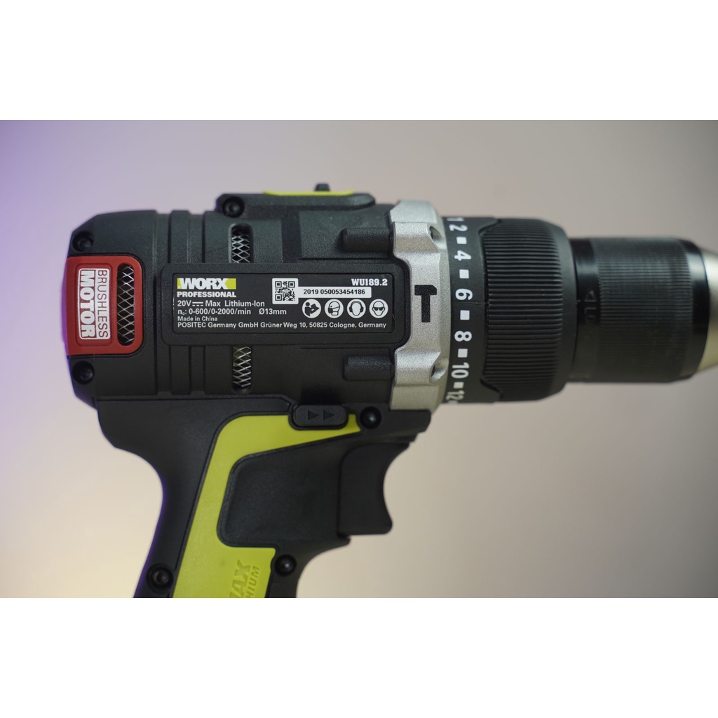 Máy Khoan Pin Không Chổi Than  WORX GREEN WU189.2 Dùng Pin 20V