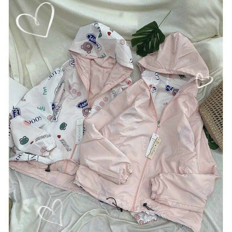 Áo khoác dù 2 lớp cao cấp in hình dễ thương mặc được 2 lớp FREE SIZE
