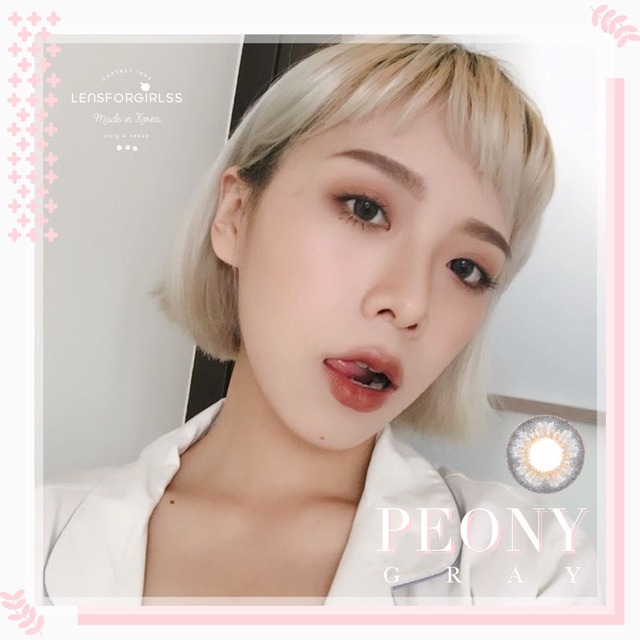 <Sẵn 6-6,5-7 độ> Kính áp tròng Kính áp tròng PEONY GRAY của O-lens (hsd 3-6 tháng)