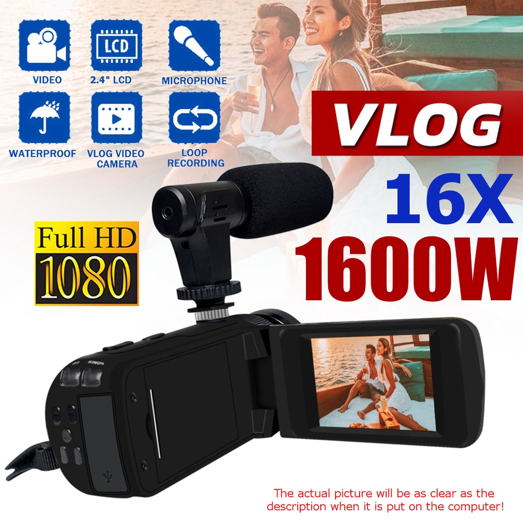Máy Quay Chuyên Nghiệp 2.4 Inch 16MP 1080P HD IPS HD 18X Với Micro