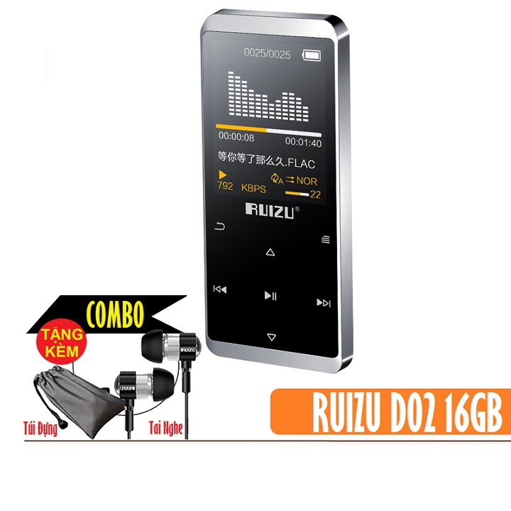 Máy Nghe Nhạc LOSSLESS RUIZU D02 16GB CAO CẤP TĂNG GÓI QUÀ