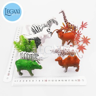Bộ đồ chơi Bò Sữa Ngựa Vằn Nai Hươu Hổ Beo Lạc Đà Tê Giác Cây Rừng 14 món Legaxi PM09