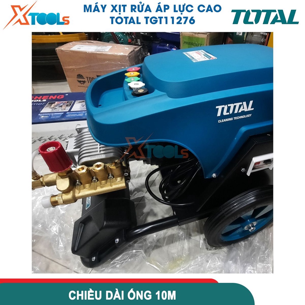 Máy xịt rửa TOTAL TGT11276 3000W dùng cho ngành công nghiệp, áp suất tối đa 130Bar(1850PSI), phụ kiện-CHÍNH HÃNG-XTOOLS