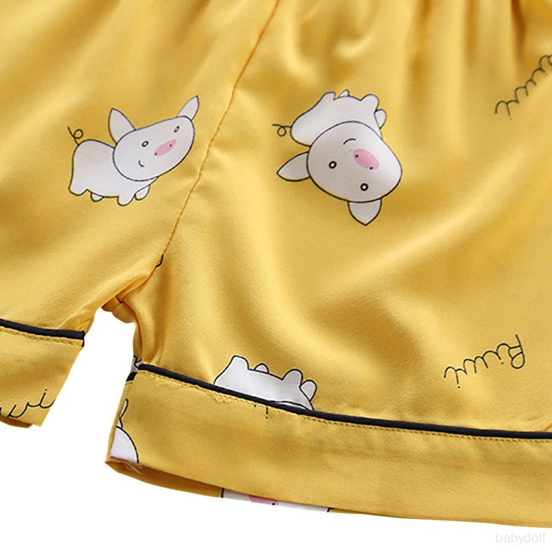 Bộ Đồ Ngủ 2 Món Gồm Áo Tay Cộc + Quần Ngắn In Họa Tiết Heo Hoạt Hình Cho Bé Trai / Gái