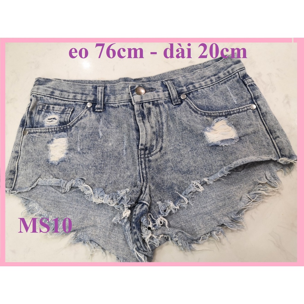 Quần short jean nữ ☘ Quần đùi jean nữ rách lưng cao, lai tua sexy