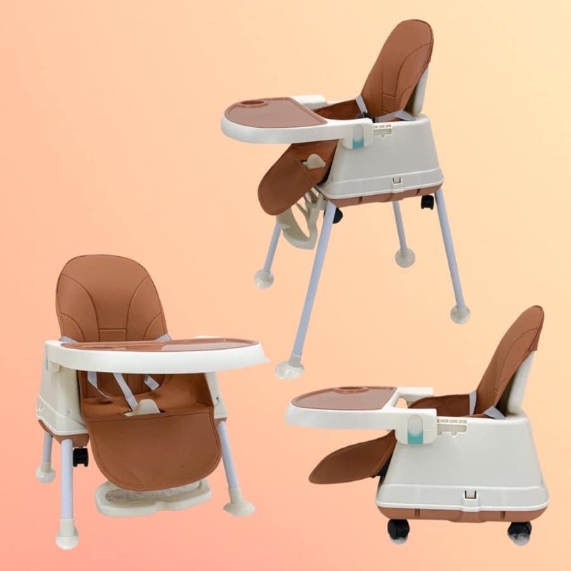 Ghế Ăn Dặm Đa Năng Hanbei Chính Hãng Đầy Đủ Phụ Kiện Đệm Bánh Xe Gấp Gọn