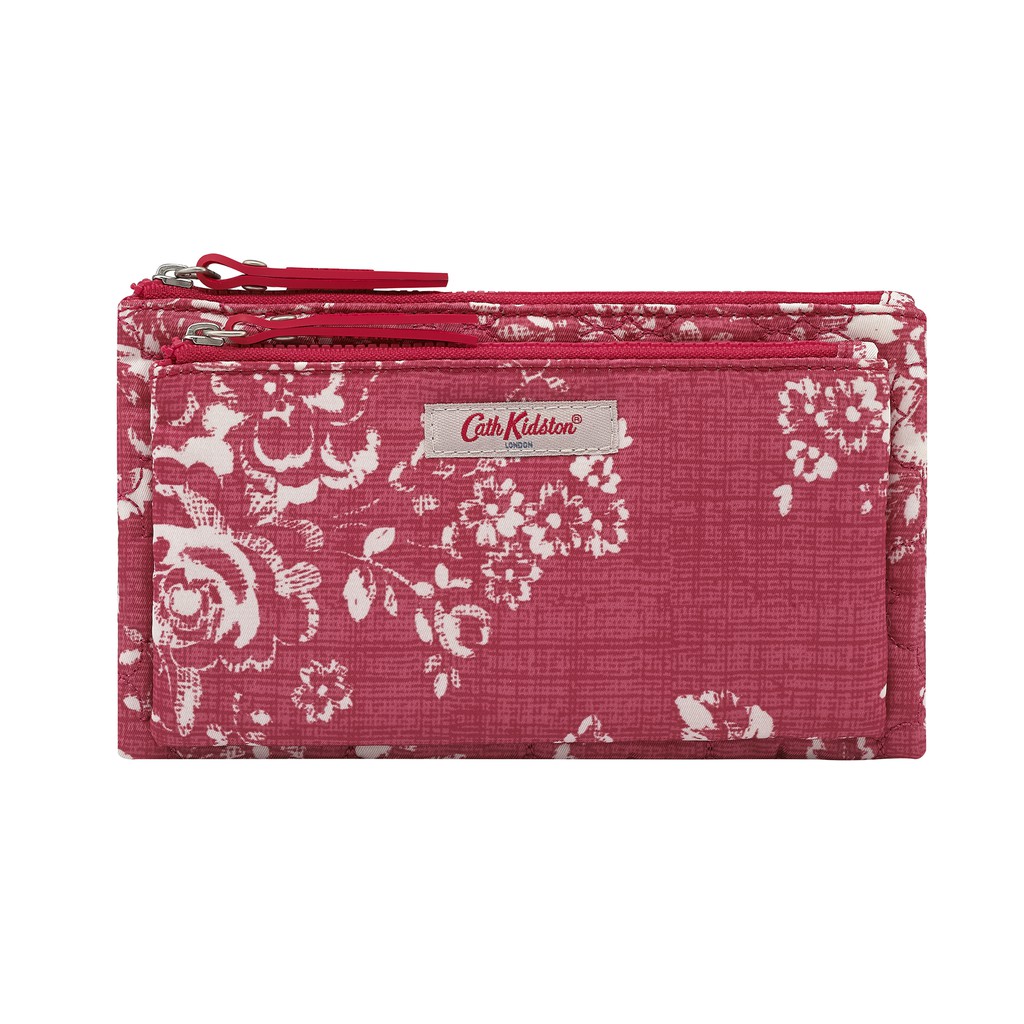 Cath Kidston - Ví cầm tay Embroidered Poly Double Pouch - 891202 - Pale Red