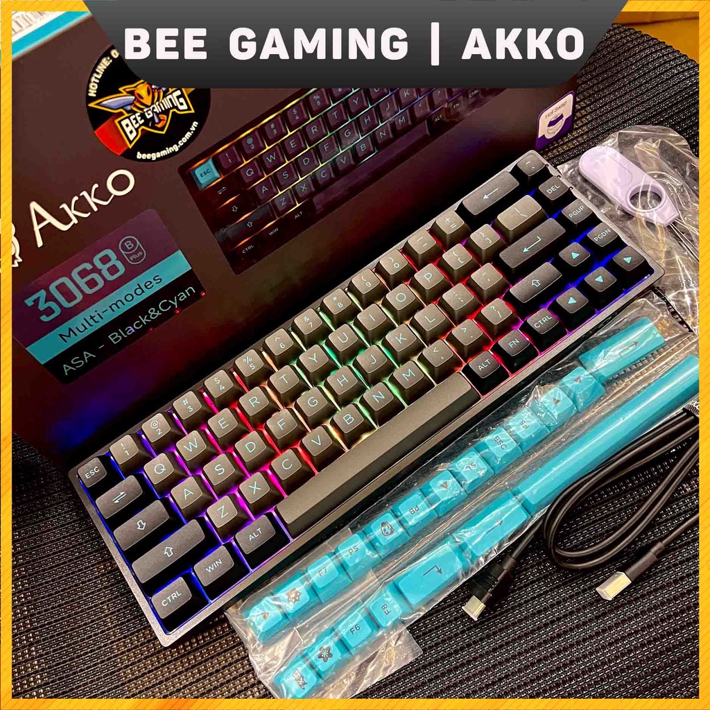 Bàn phím cơ không dây AKKO 3068B Multi-modes Plus - Hàng chính hãng (Bluetooth 5.0 / Wireless 2.4Ghz / Hotswap / RGB)