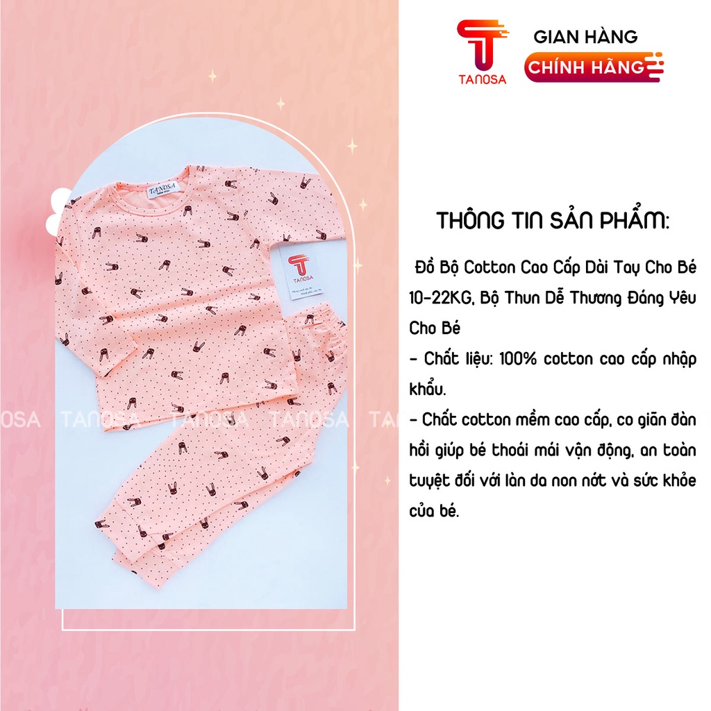 Bộ quần áo thun cotton dài tay TANOSA in hình dễ thương cho bé 1-5 tuổi