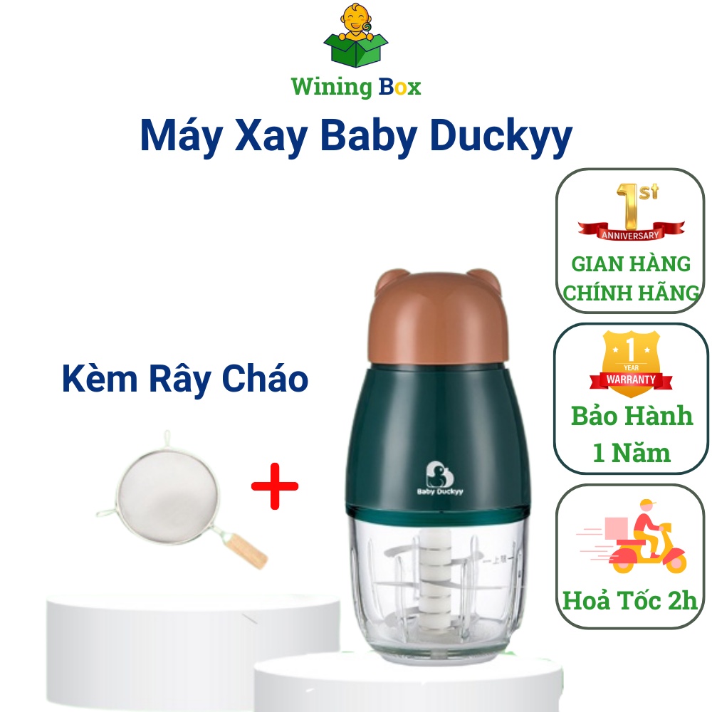 Máy xay một cối Baby Duckyy kèm rây lọc cháo cán gỗ inox Chính Hãng Bảo Hành 12 Tháng Winingbox