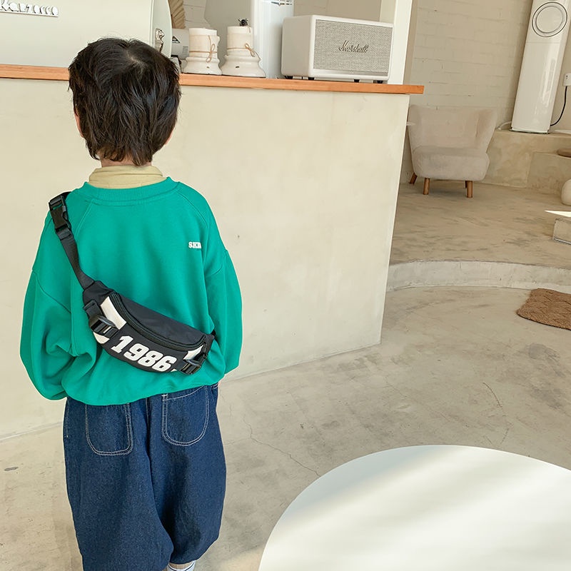 Túi Đeo Chéo Ngực Vải Canvas In Chữ Thời Trang Dành Cho Bé Trai 1-6 Tuổi