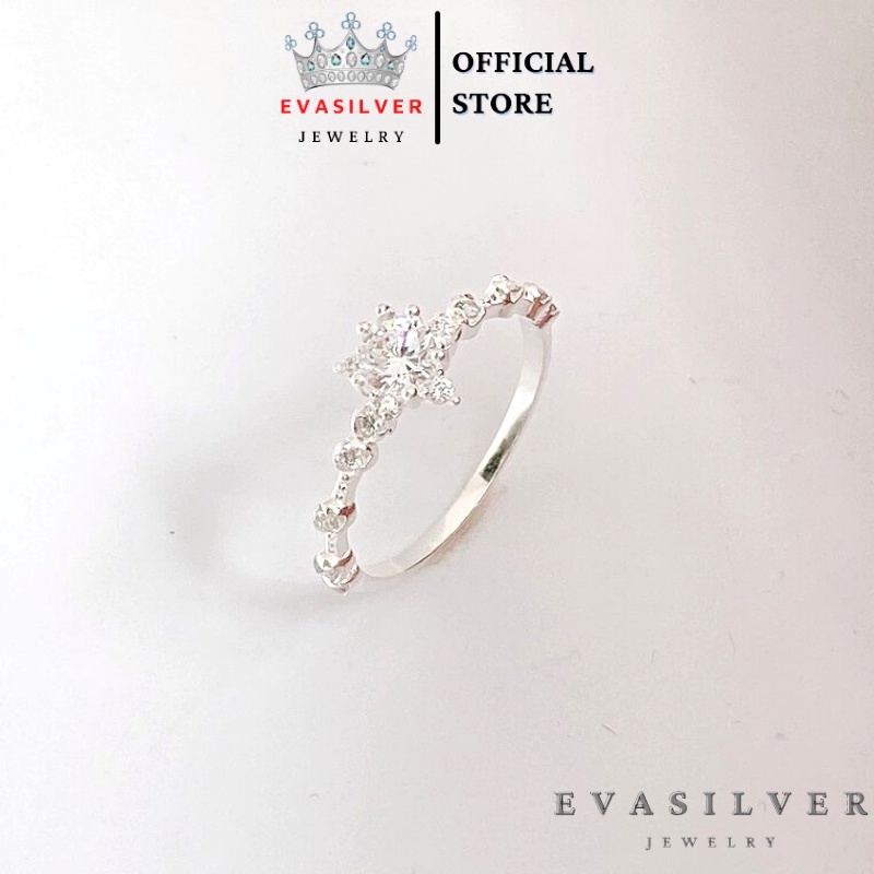 Nhẫn bạc nữ đính đá lấp lánh, chất liệu bạc ta cao cấp  - Trang sức bạc Evasilver