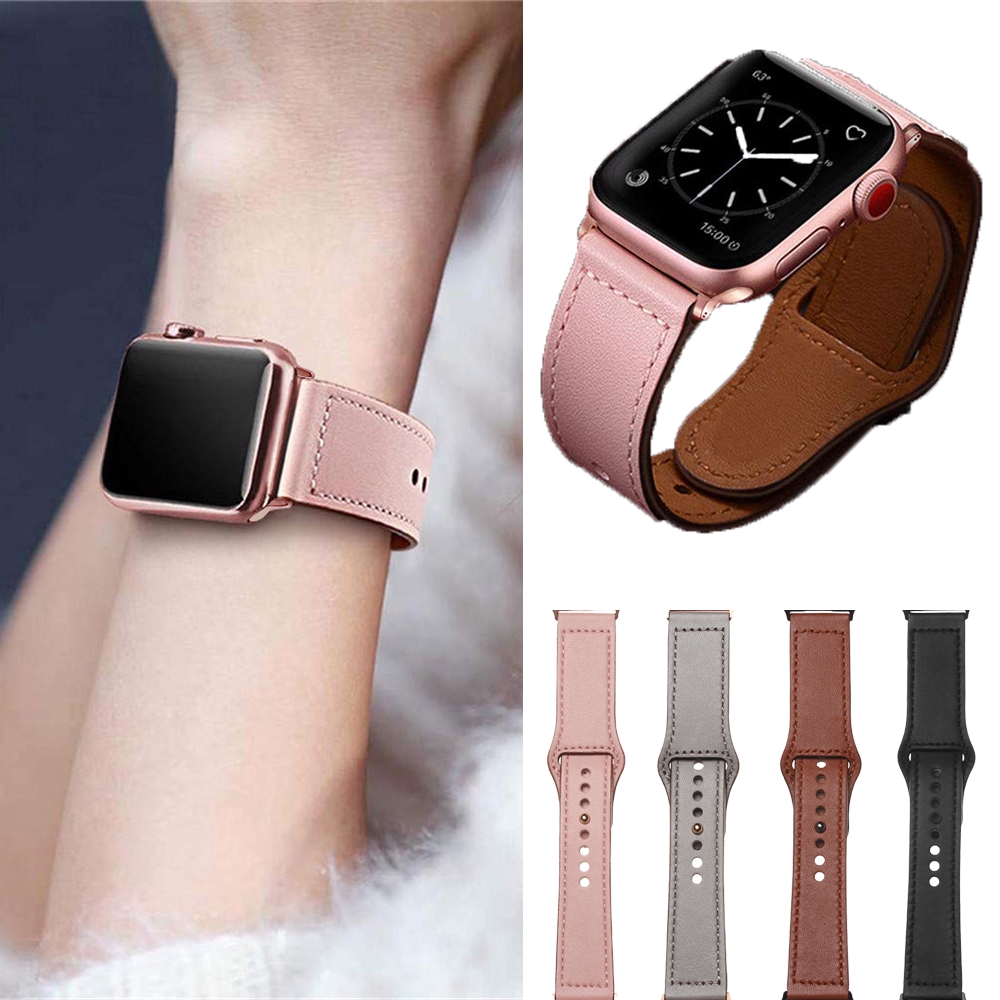 Dây da sang trọng thay thế cho đồng hồ thông minh Apple Watch 4 3 2 1 38/42mm 40/44mm