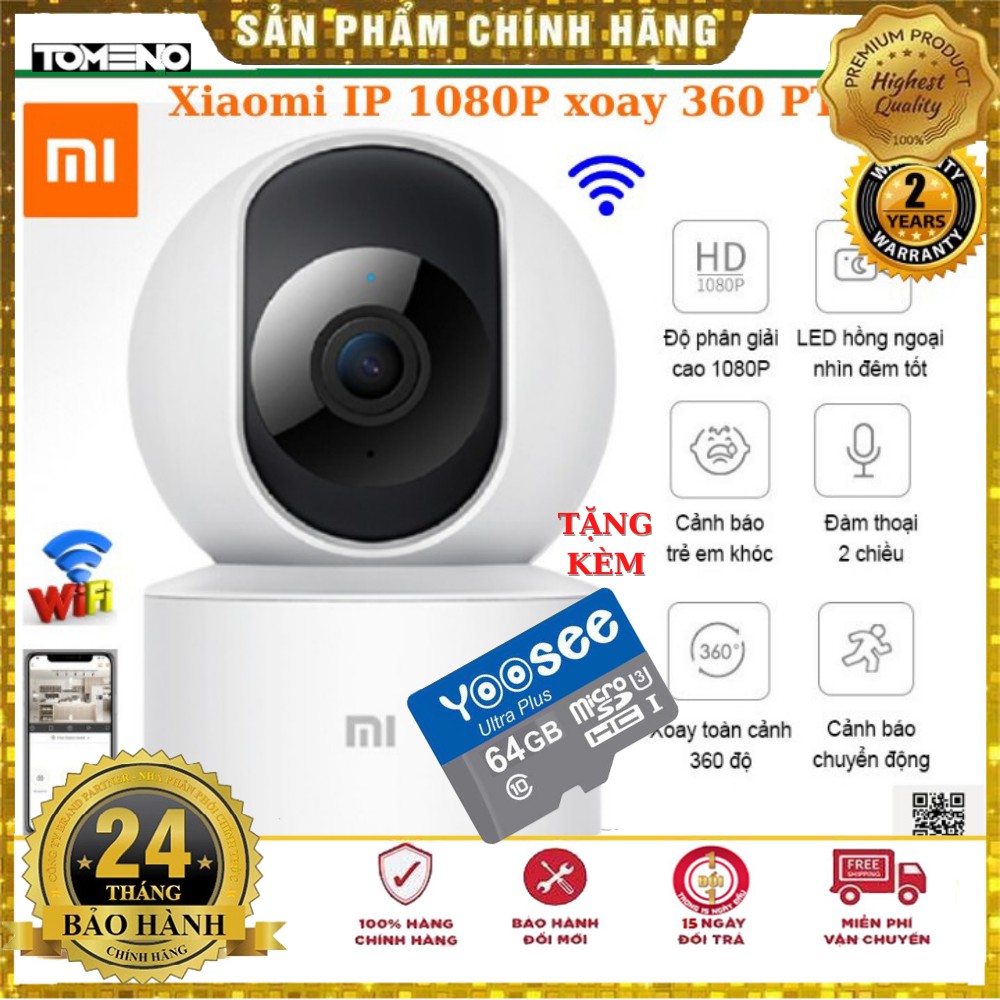 Camera IP WIFI xoay 360 độ Xiaomi Mijia và xiaomi ptz 1080p - Quốc Tế - nội đia BH 24 tháng 1 đổi 1 trong 15 ngày