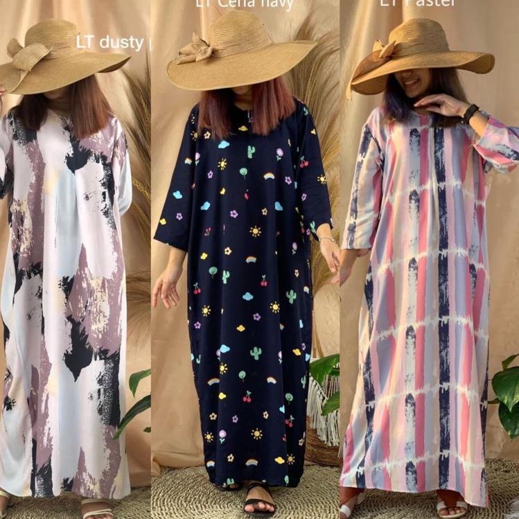 Đầm Dài Đến Mắt Cá Chân Tay Lửng 3/4 In Họa Tiết Negligee Segligee busui / Negligee