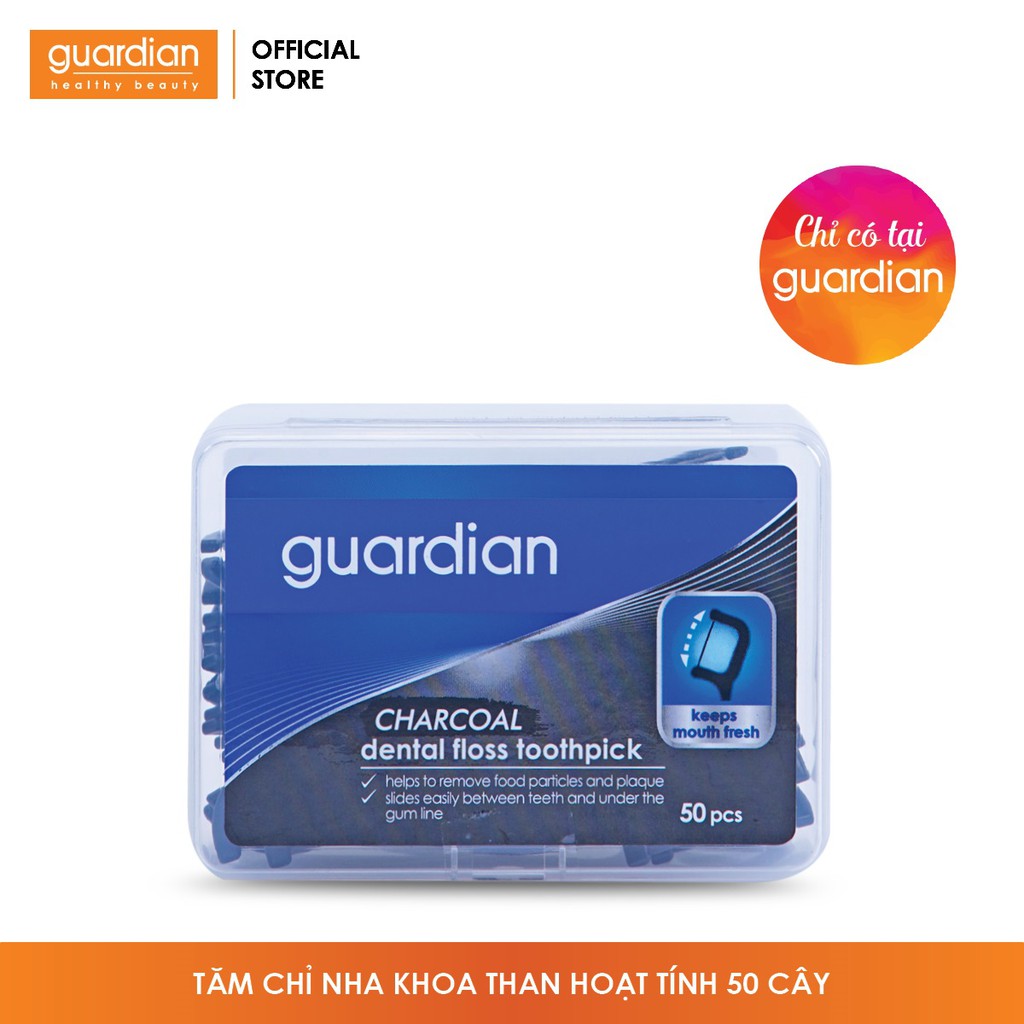 Tăm Chỉ nha khoa Guardian Than hoạt tính - 50 cây