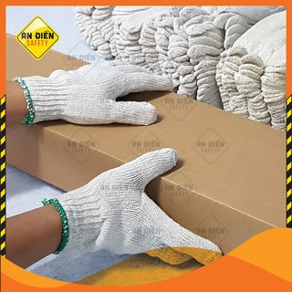 Găng tay len bảo hộ sợi trắng loại DÀY 60G, co giãn tốt, chống trầy xước, chống trơn trượt, bảo vệ đôi tay