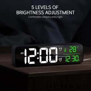 [Perfk1] 1 Đồng Hồ Báo Thức Mặt Gương Có Đèn LED Để Bàn Trang Trí Phòng Ngủ / Văn Phòng