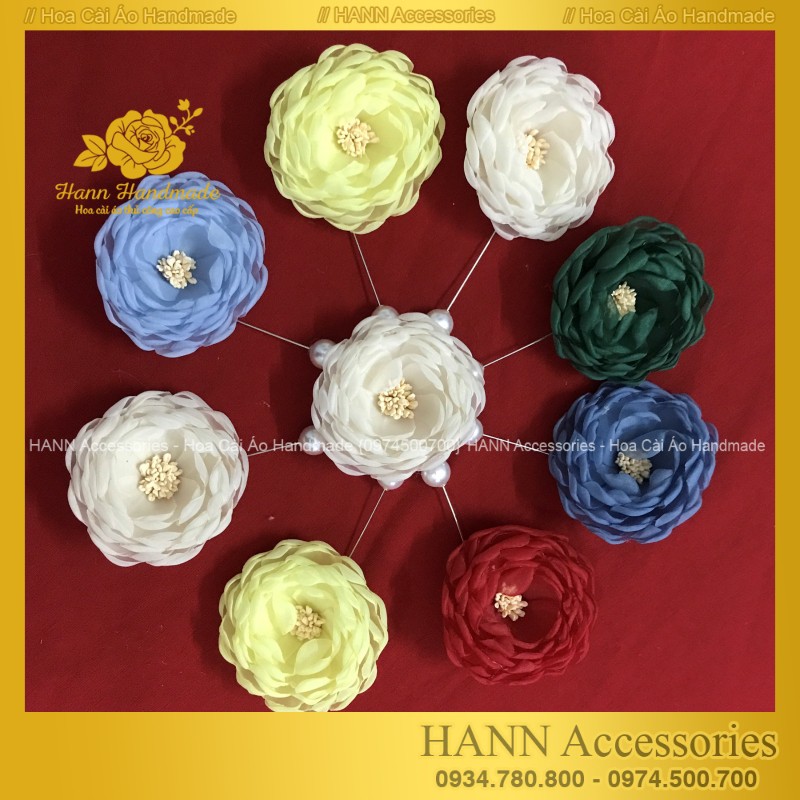 Hoa cài áo handmade - Hoa voan cài áo - phukiencaiao - Bông Cài Áo Váy Nữ - Phụ Kiện Cài Áo