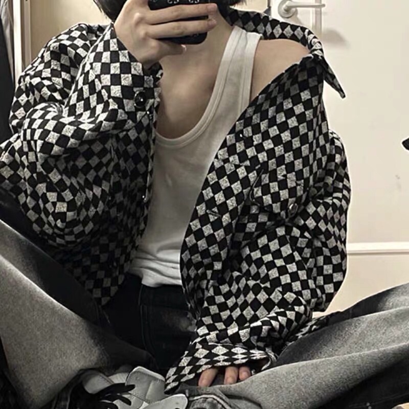 Áo Khoác Kẻ Đen Trắng Unisex