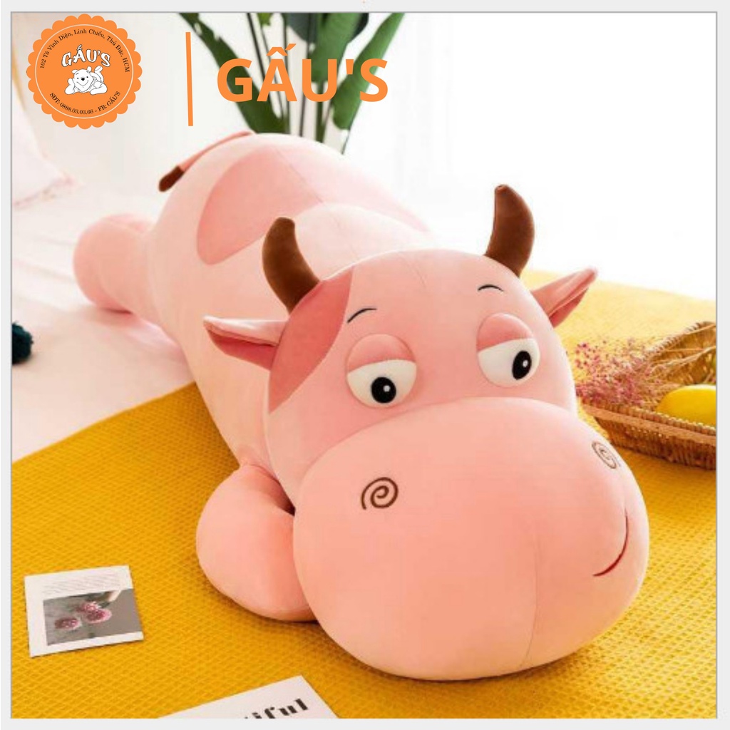 Gấu bông có mền Bò hồng dài ôm 70 cm  - GẤU SHOP