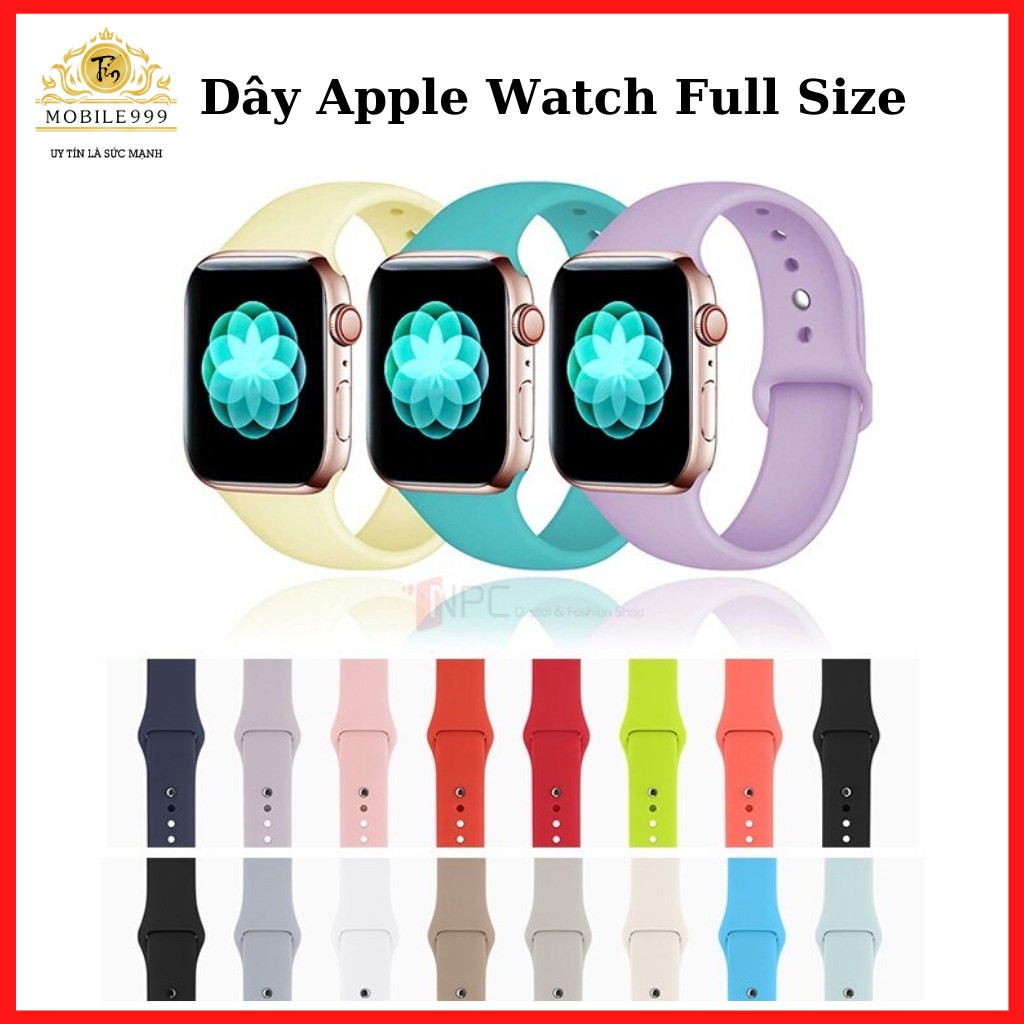 Dây apple watch - Cao Su Sport Band đủ màu dành cho Series 1/2/3/4/5 - Size 38/42/40/44mm MOBILE999