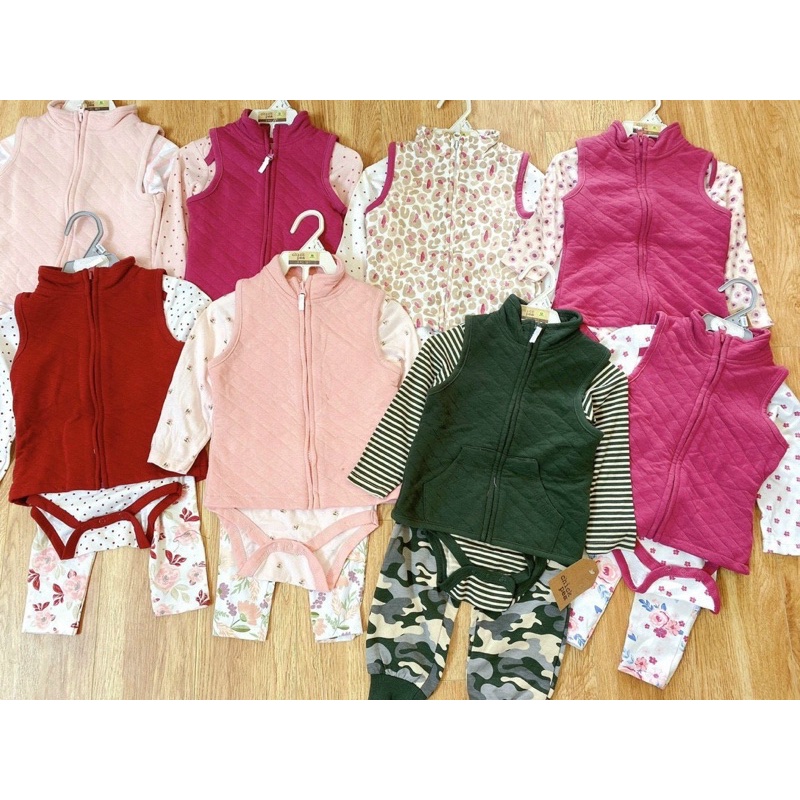 SP000707 Set bộ nỉ size sơ sinh, bộ set 3 chi tiết  cho bé 3-12 tháng, thời trang trẻ em thu đông