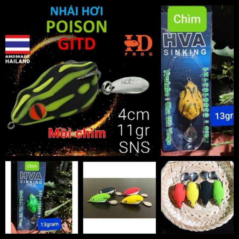 Nhái hơi F35 TNT  / Nhái hơi Hd POISON  Nhái hơi câu cá lóc cá chuối đi chìm