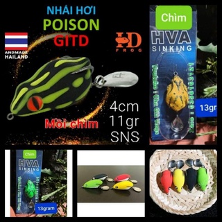 Nhái hơi F35 TNT (3.5cm_8g) / Nhái hơi Hd POISON (11g-3.8cm) Nhái hơi câu cá lóc cá chuối đi chìm