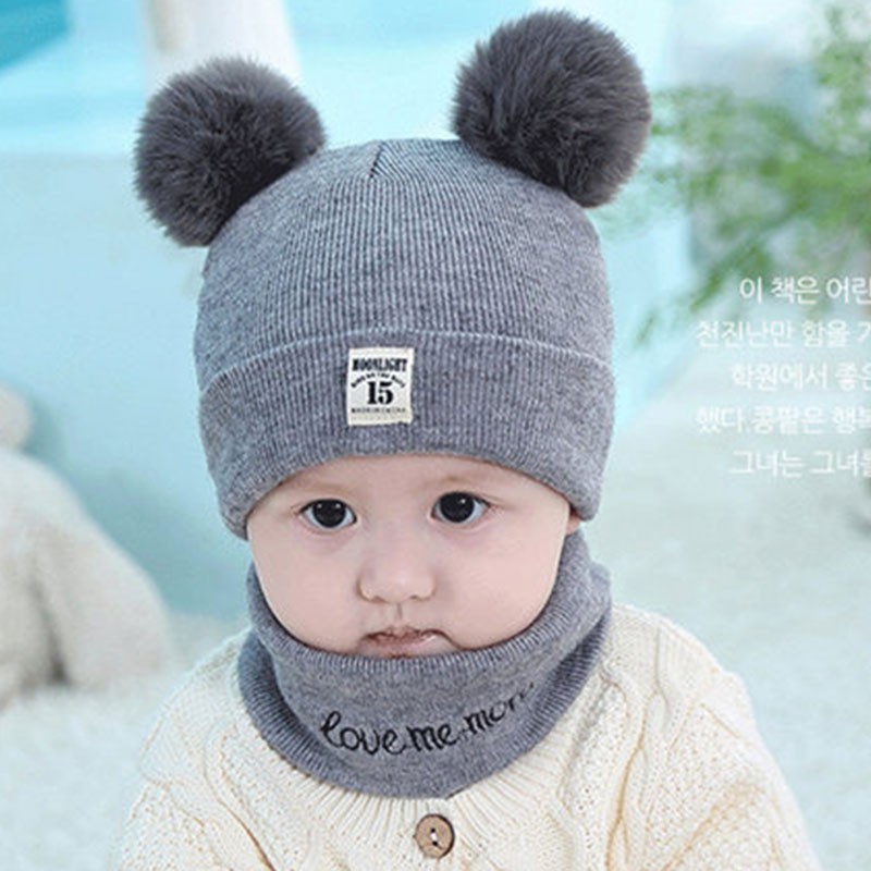 Warm fashion baby knitted shawl hat in autumn and winter