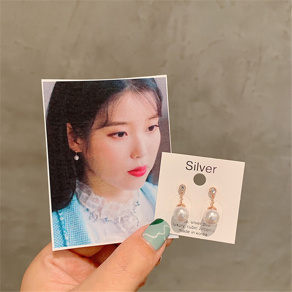 Bông Tai Đính Ngọc Trai Long Lanh Sang Trọng Theo Phong Cách Hàn Quốc