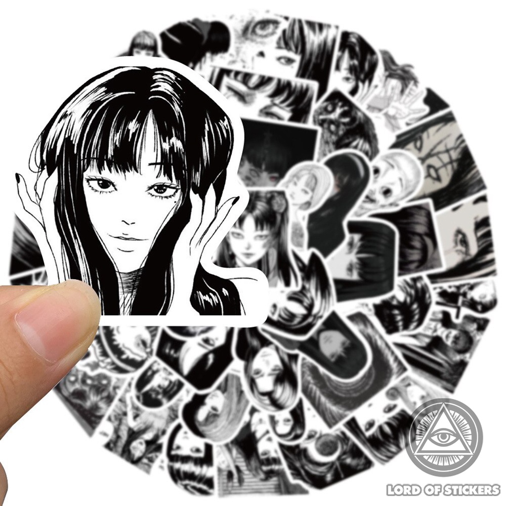 Set 50 Miếng Dán Hình Truyện Tranh Kinh Dị Junji Ito Sticker Anime Manga Trang Trí Mũ Bảo Hiểm, Điện Thoại, Laptop, Sổ