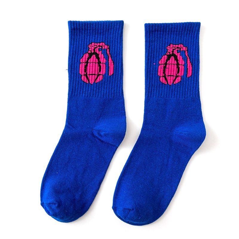 Xixi Vớ cotton Ulzzang họa tiết ngọn lửa cây xương rồng Trung Hoa Harajuku cho học sinh unisex