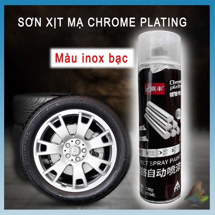 Sơn Xịt Mạ Crom Inox Có Hiệu Ứng Tráng Gương Soi Chrome Thái Lan 350ml Bình Sợn Xịt Mạ Chrome Mạ Kẽm