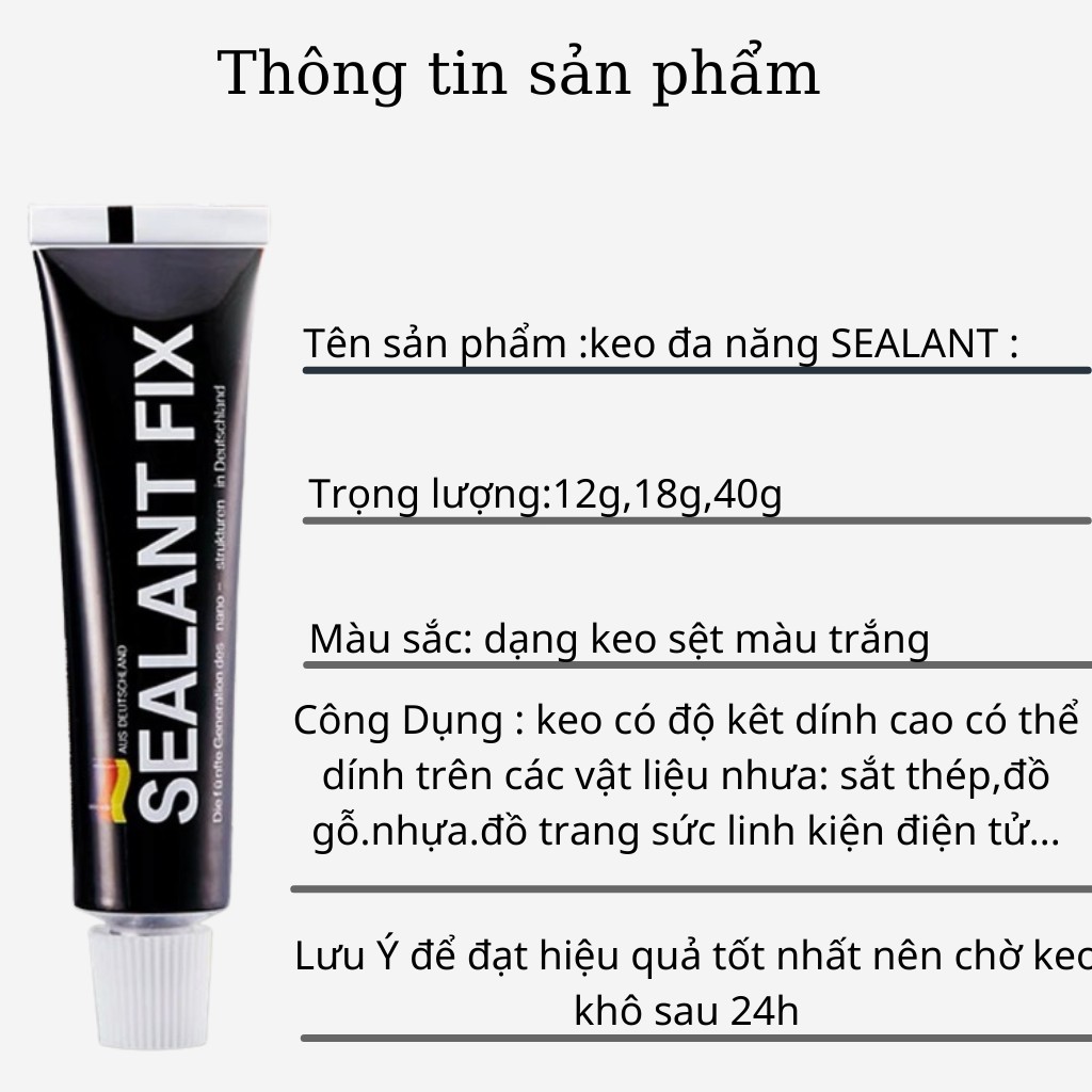 Keo dán tường sealant fix keo dính đa năng siêu chịu lực dính kim loại,giá treo,kệ,gương chống thấm nước