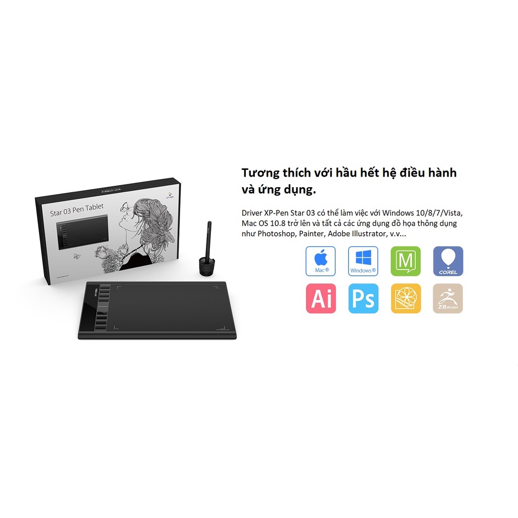 Bảng vẽ đồ họa không dây XP Pen Star 03 V2 kèm bút vẽ không cần pin