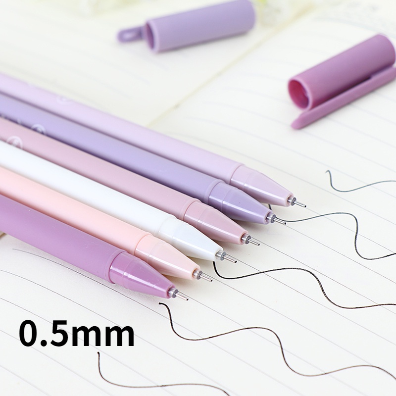 Set 6 Bút Mực Gel Ngòi 0.5mm Mực Đen Hình Morandi Đáng Yêu