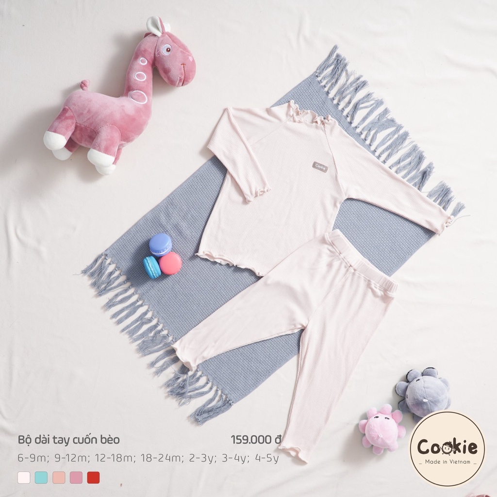 Bộ dài tay cuốn bèo bé gái Cookie dành cho bé gái mặc điều hÒA, MẶC THU