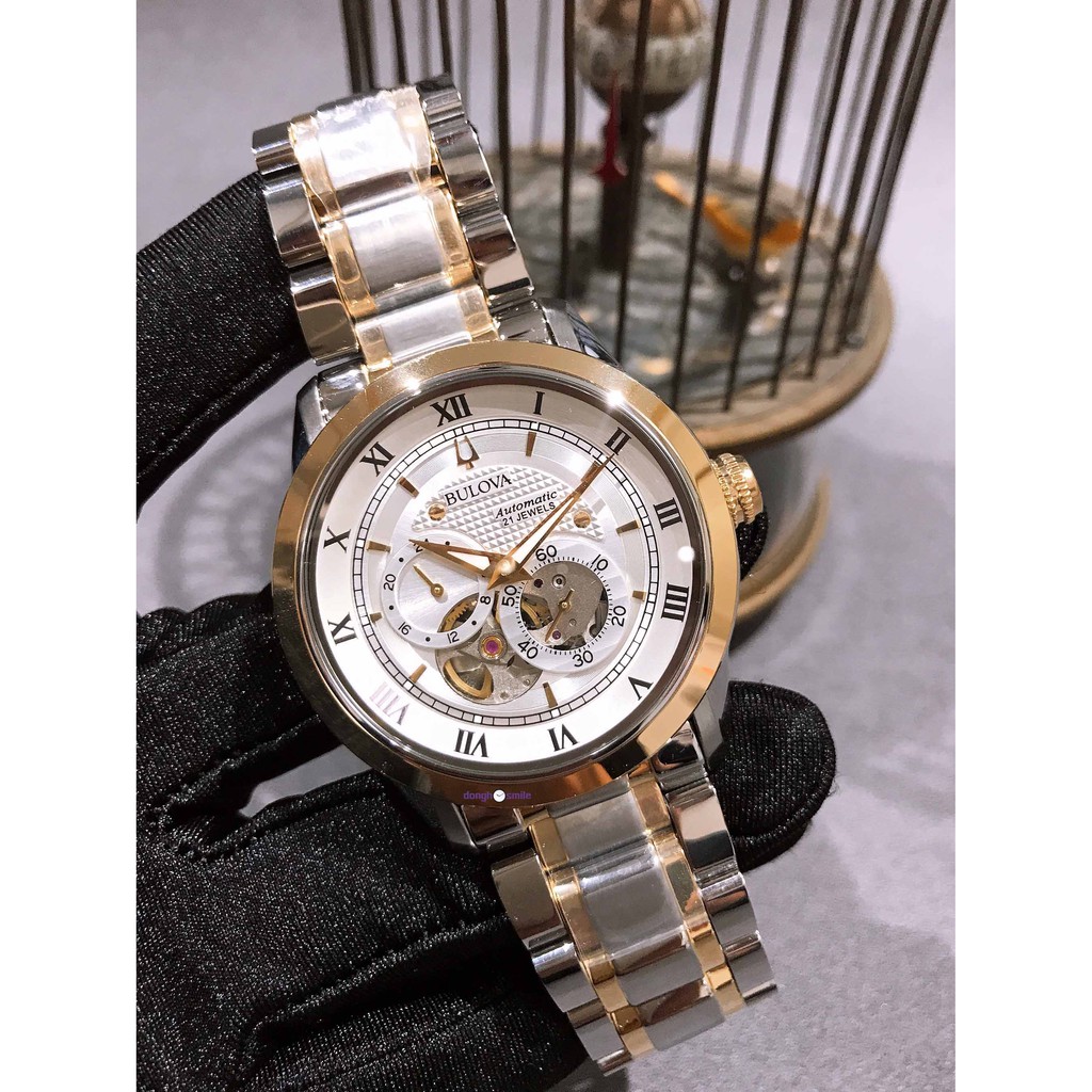 Đồng hồ nam Bulova lộ cơ 98A230 21 jewels