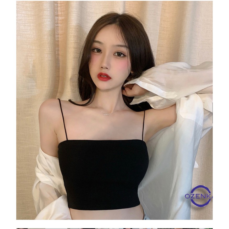 Áo 2 dây sợi bún thun gân đẹp 100% cotton đen trắng , áo croptop ôm mặc trong siêu mát