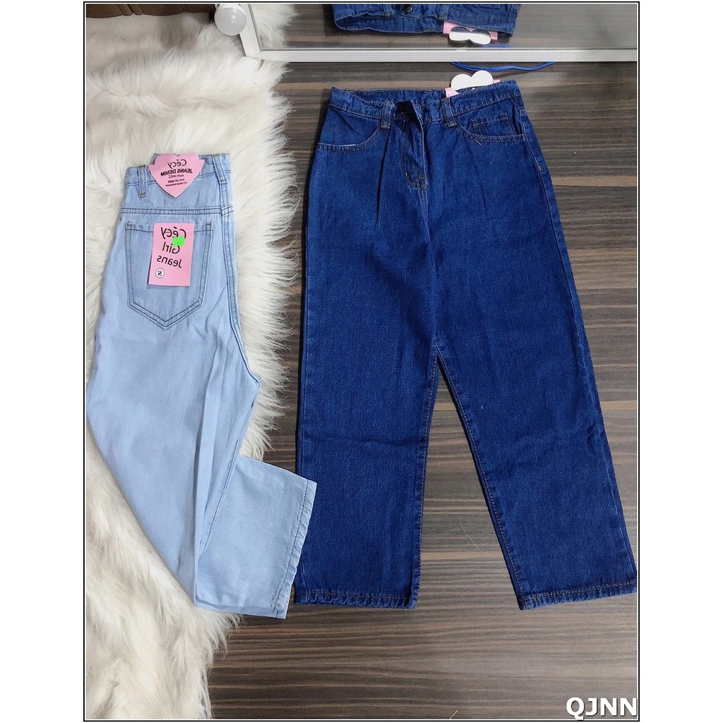 Quần jean nữ BAGGY LỠ GỐI ( XANH Đ XANH N ) TRƠN A1-2