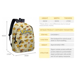 Pokemon kids backpack student backpack Pikachu backpack Camping bag pet elf bundle pocket gift lightweight fashion canvas backpack cute cartoon drawstring bag pencil case