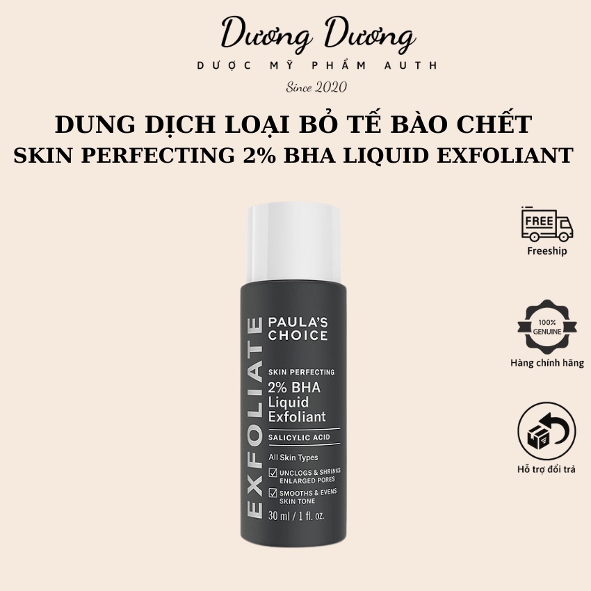 Dung dịch loại bỏ tế bào chết Paula's Choice Skin Perfecting 2% BHA Liquid Exfoliant 30ml chính hãng