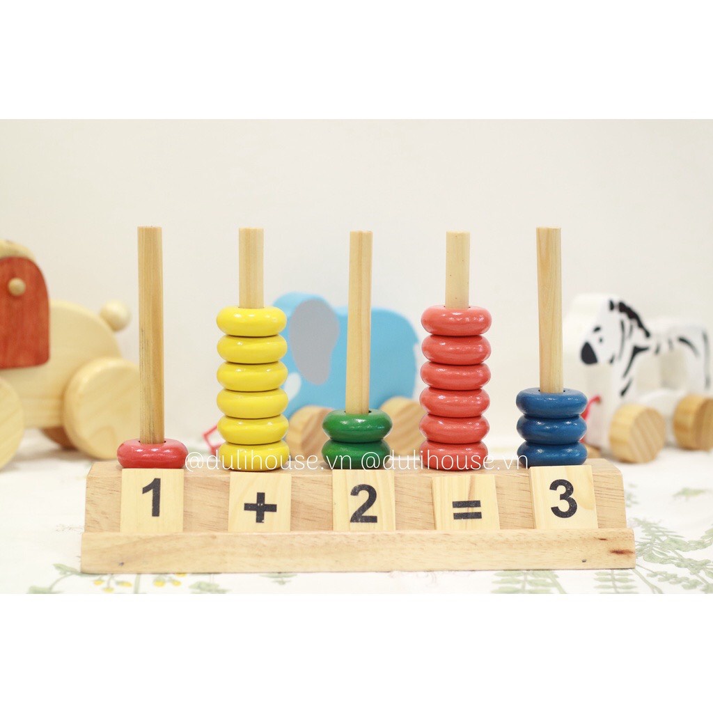 Đồ chơi bàn tính học đếm số đến 10 gỗ tự nhiên, đồ chơi giáo cụ Montessori học đếm số thông minh giáo dục cho Bé