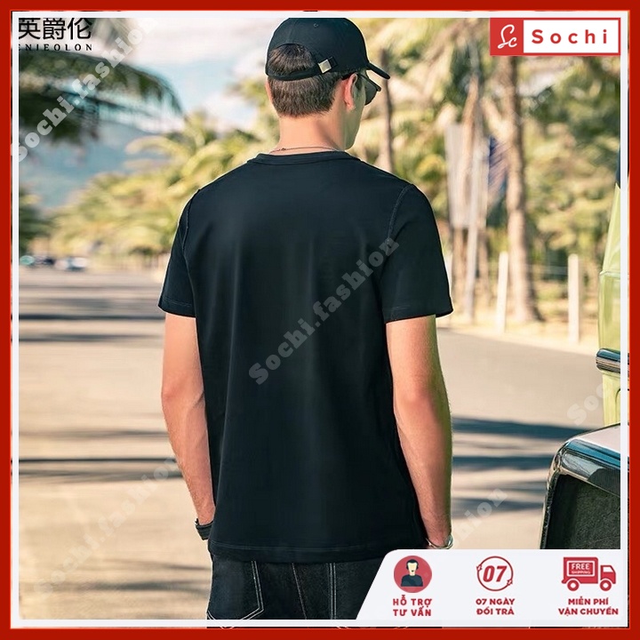 Áo thun tay ngắn nam, áo cộc tay nam cổ tròn in hình gấu kẻ mã CZ600