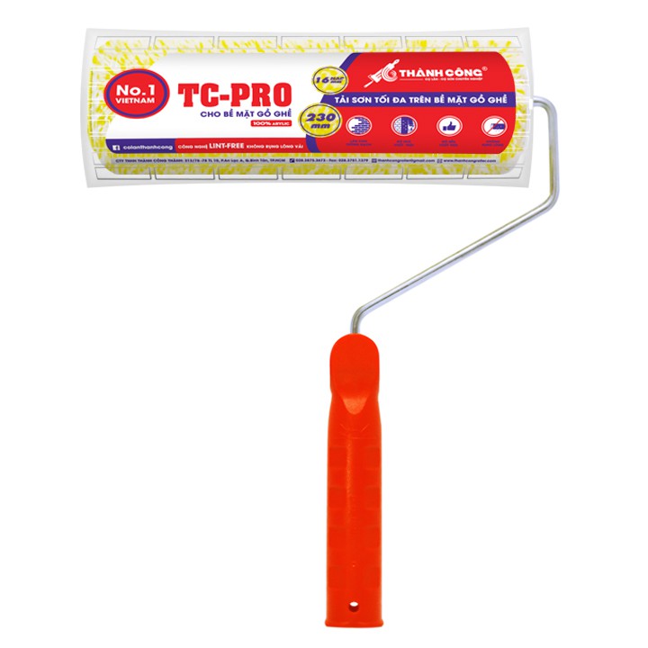 Cọ lăn sơn TC PRO Đỏ , con lăn sơn, cây lăn sơn chống thấm, rulo lăn sơn, sử dụng cho chống thấm nhà và bề mặt gồ ghề