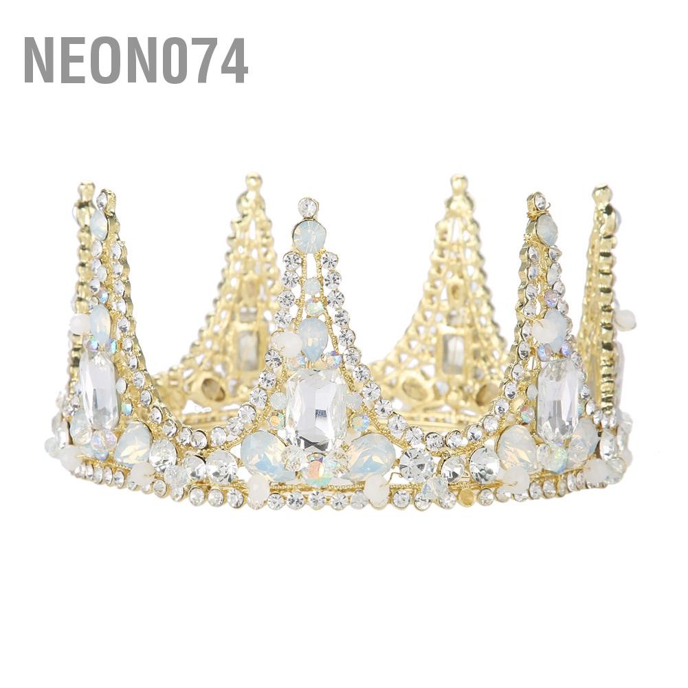 Neon074 Neon074 Phụ kiện tóc cưới Tiara Vương miện làm bằng tay cho cô dâu tròn trang sức phụ nữ
