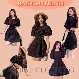 ĐẦM ĐEN ANNA DRESS thiết kế cut-out hở lưng sexy phần eo bo chun co giãn sau lưng thắt nơ có lót trong chất kaki chéo