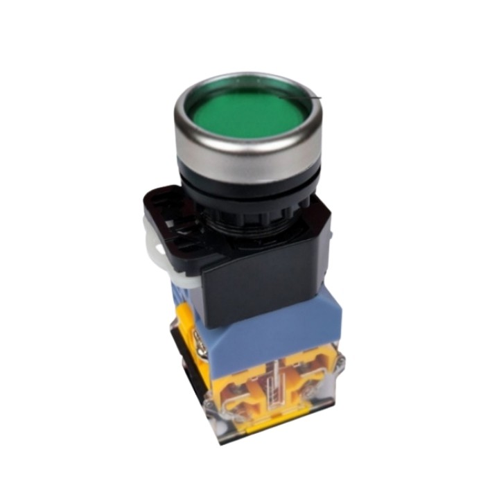 Công tắc nhấn giữ có đèn LA38-11DT phi 22mm điện áp 24VDC, 220VAC màu xanh, màu đỏ, màu vàng